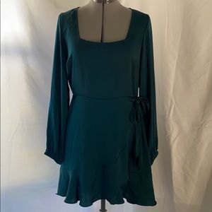 Emerald satin dress